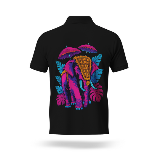 Elephant Floral Polo T Shirt