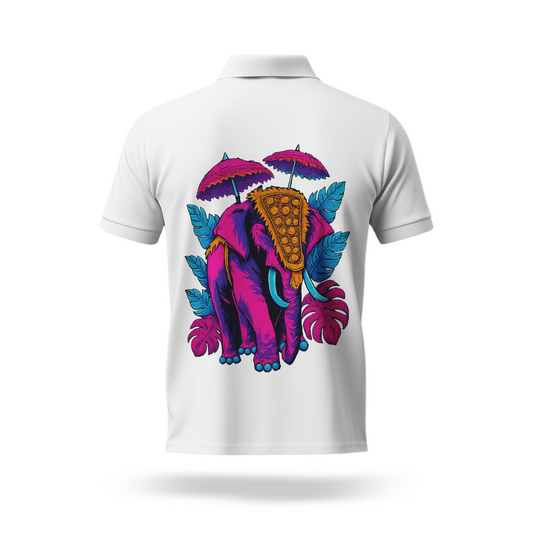 Elephant Floral Polo T Shirt